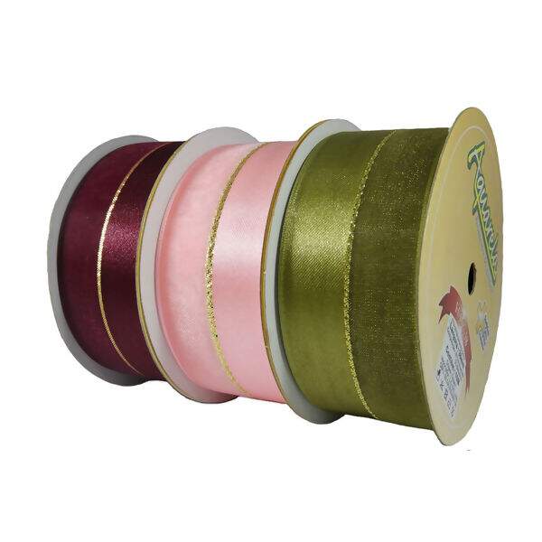 Fita de Cetim c/ Organza Gold 38mm FCOG10 Aquarela N°09 10 m 