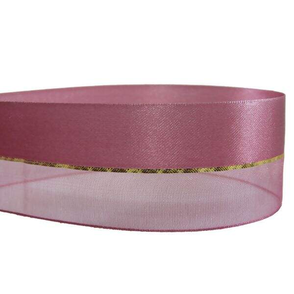 Fita de Cetim c/ Organza Gold 09mm FCOG10 Aquarela N°02 10 m 