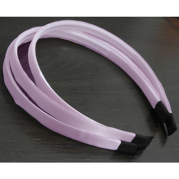 Tiara Plástica Cetim C/ Dente Rosa 1,0 Cm Fina Pacote C/ 12