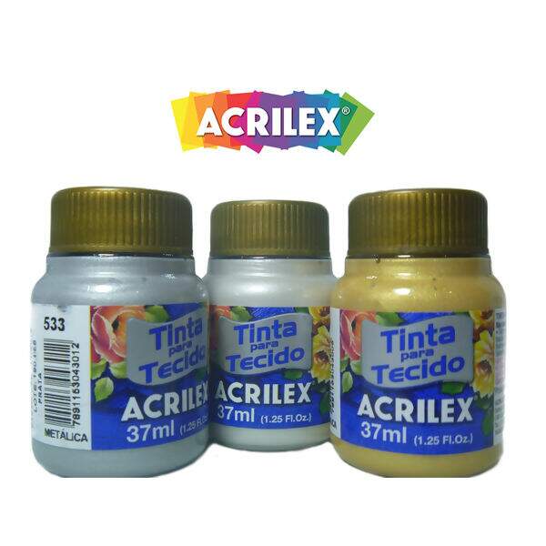 Tinta para Tecido Acrilex Metálica 37ml - Unidade