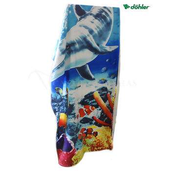 Toalha Praia Dohler Velour - Fundo Mar - 76x152cm