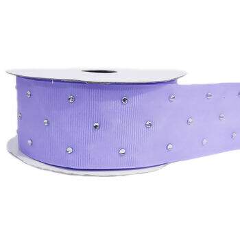 Fita Gorgurão Imp. 38mm C/ Strass Nº 9 Lilas 211 - 10 Jardas