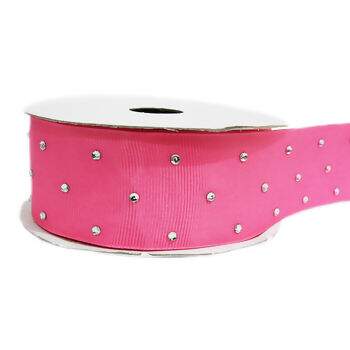 Fita Gorgurão Imp. 38mm C/ Strass Nº 9 Pink 230 - 10 Jardas